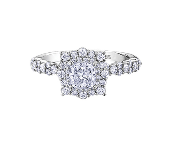 BAGUE EN OR 18K BLANC SERTIE D'UN DIAMANT CANADIEN ET DE DIAMANTS - CR 30106WG - BIJOUX CANADIEN