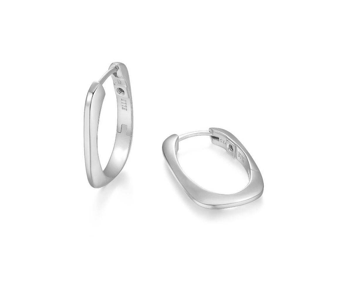 BOUCLES ANNEAUX RECTANGULAIRE EN ARGENT RHODIÉ UNIES - PJ R2LCRZA00P - ELLE