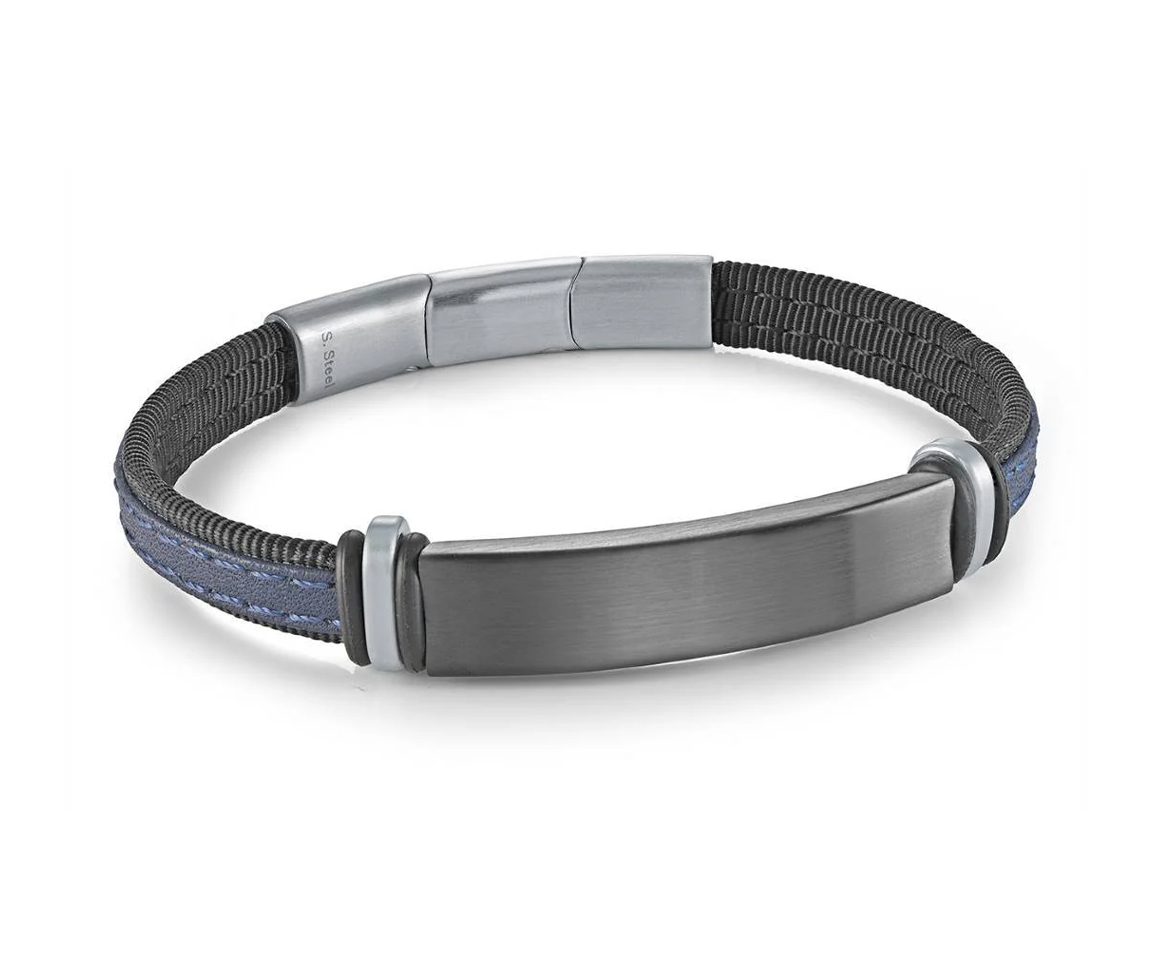 BRACLET EN NYLON AVEC FERMOIR EN ACIER/PVD NOIR 2 TONS - IG SLB675 - ITALGEM