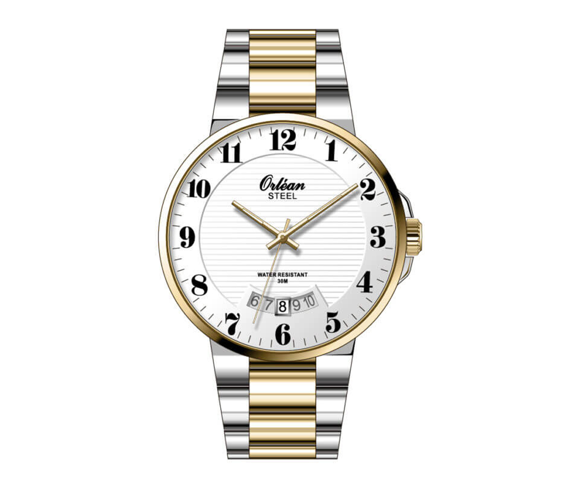 MONTRE POUR HOMME ORLEAN EN ACIER/PVD OR 2 TONS - BA ME3606 - ORLEAN