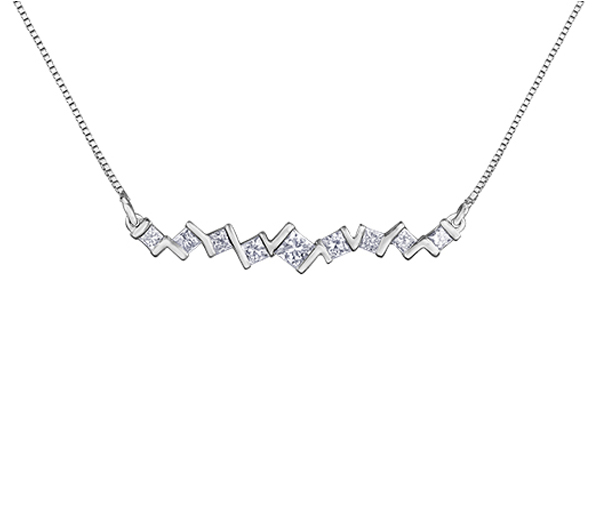 COLLIER EN OR 10K BLANC SERTI DE DIAMANTS CANADIENS - CR AM455 - DIAMANT CANADIEN