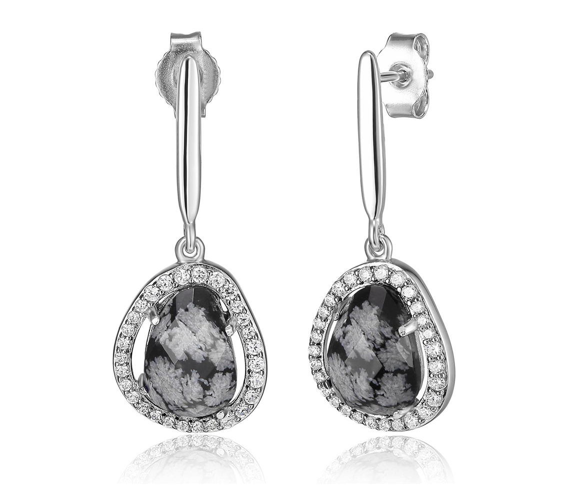 BOUCLES ELLE ARG. CRISTAUX AGATE GRIS-NO - PJ R2LBWMAJ58 - ELLE