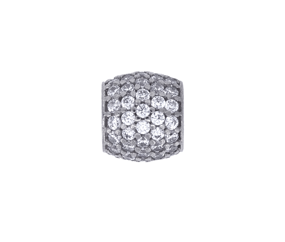 PENDENTIF BOULE DE FEU EN OR BLANC SERTI DE CUBIQUES ZIRCONIAS - MB BOFEUCZW - BIJOUX D'IMPORTATION