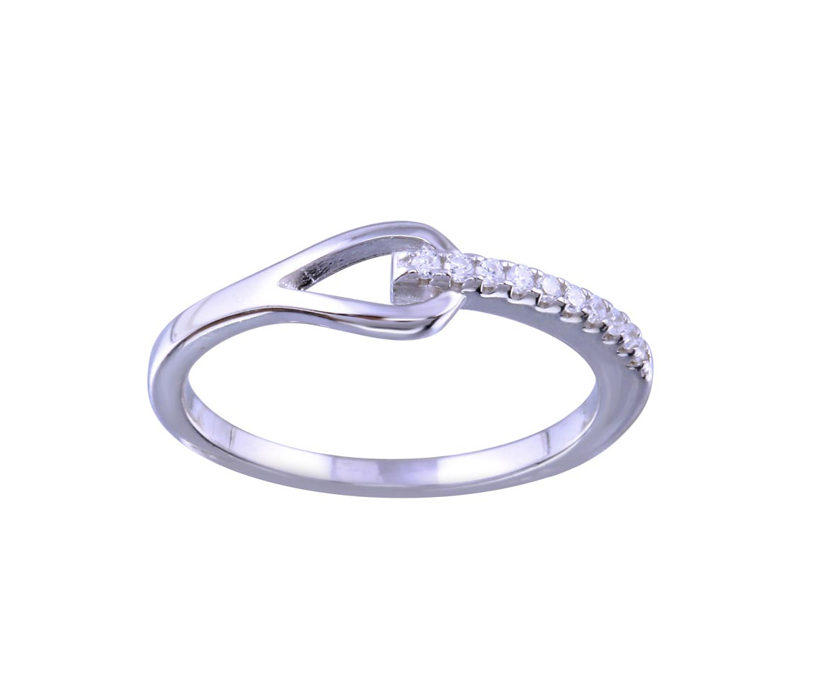 BAGUE EN ARGENT RHODIÉ SERTIE DE CUBIQUES ZIRCONIAS - SP BGR01343 - BIJOUX D'IMPORTATION