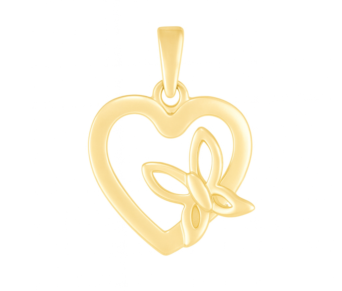 PENDENTIF COEUR ET PAPILLON AJOURÉS EN OR JAUNE - MB COEUR76 - BIJOUX D'IMPORTATION