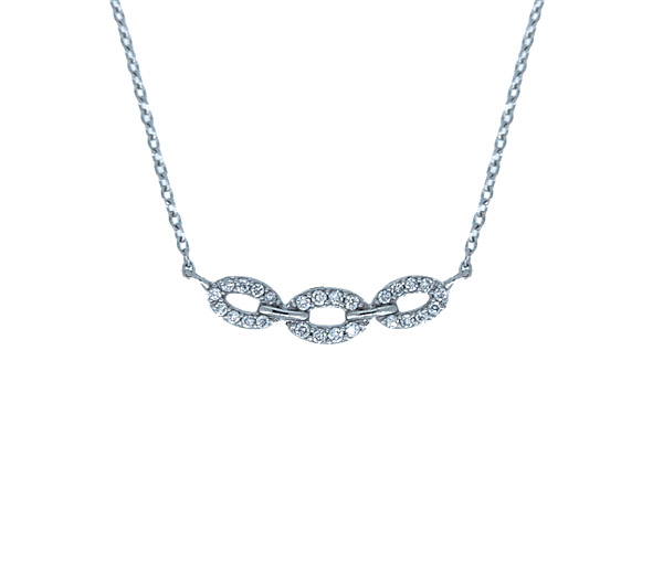 COLLIER EN OR BLANC SERTI DE DIAMANTS - AM NT112023W - BIJOUX D'IMPORTATION
