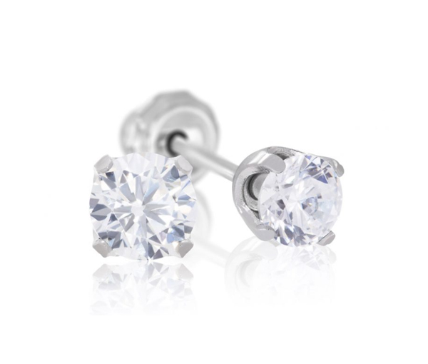 BOUCLES DE PERÇAGE EN ACIER SERTIES DE CUBIQUES ZIRCONIAS (*PERÇAGE GRATUIT) - IN 181C - PERÇAGE