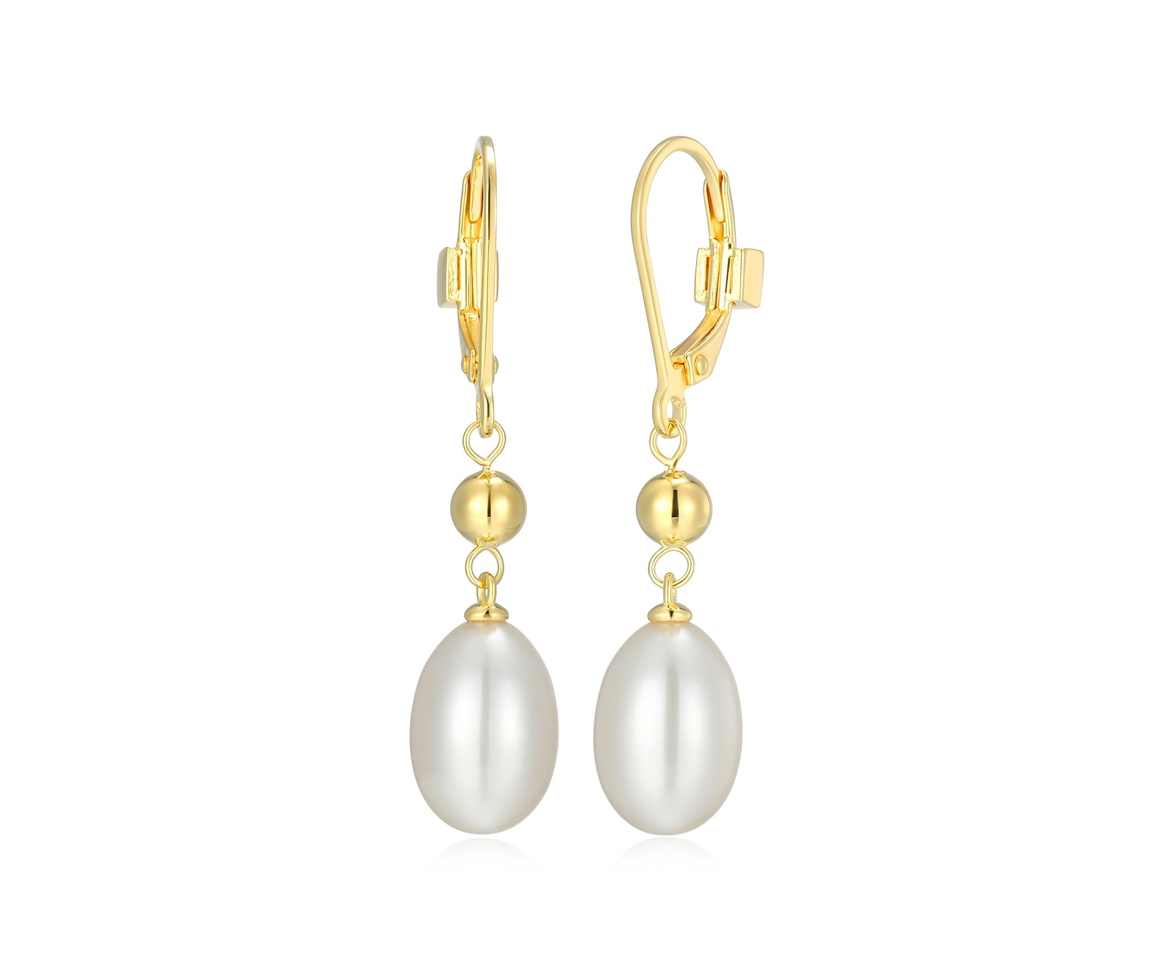 BOUCLES EN ARGENT/PVD OR SERTIES DE PERLES D'EAU DOUCE OVALES - PJ 32LCU74503 - ELLE