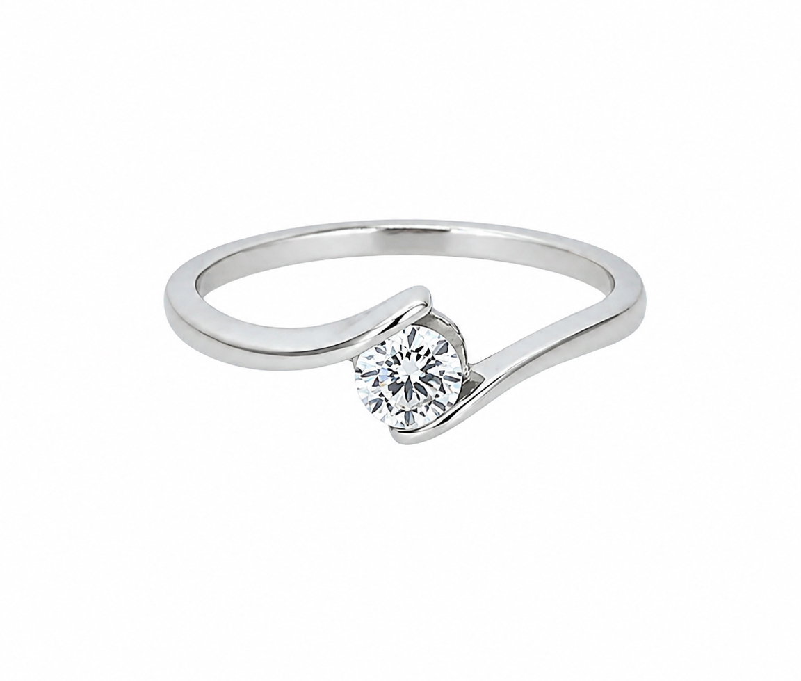 BAGUE EN ARGENT RHODIÉ AVEC MOISSANITE - SC SR0720701/7 - BIJOUX D'IMPORTATION