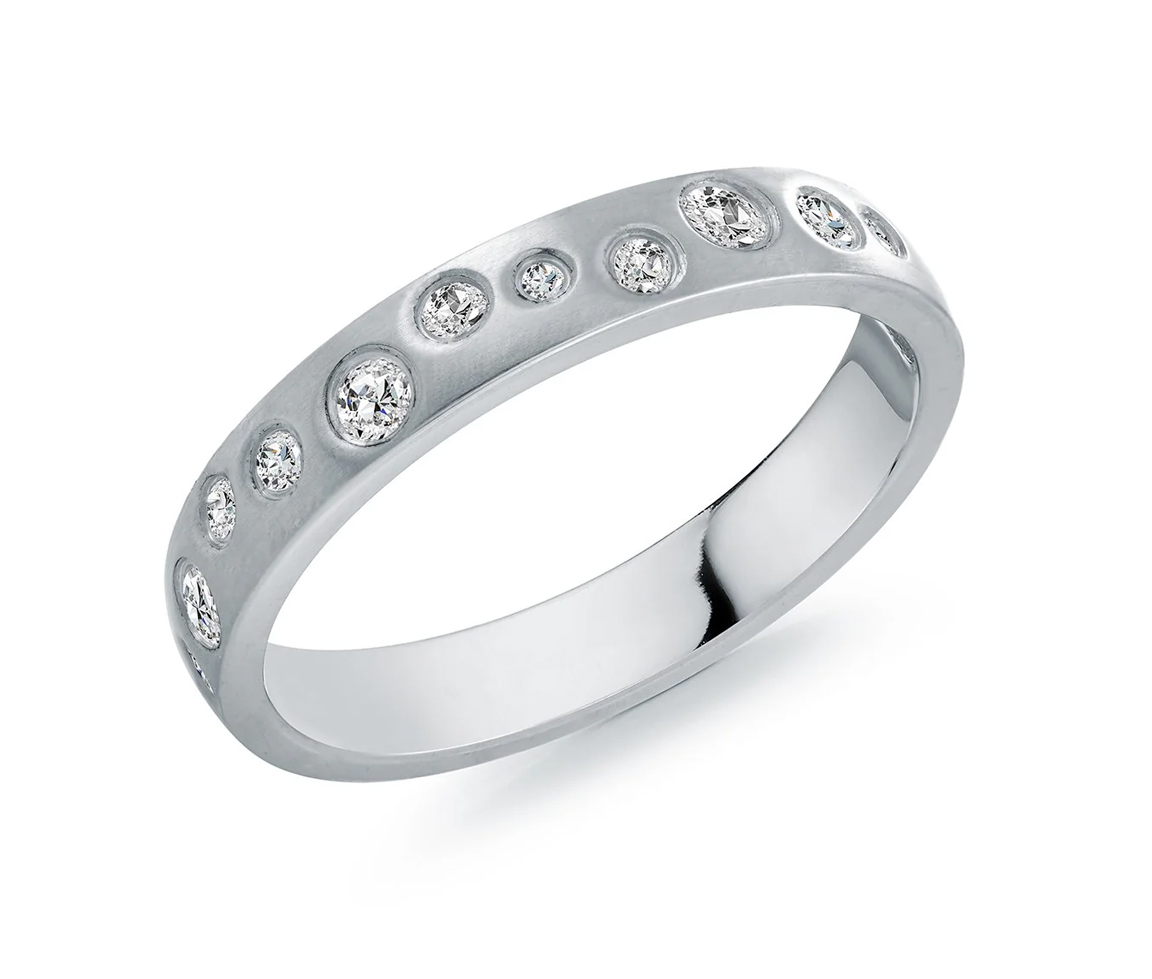 BAGUE EN ACIER SERTIE DE CUBIQUES ZIRCONIAS ASYMÉTRIQUES - IG SWR14/5 - ITALGEM