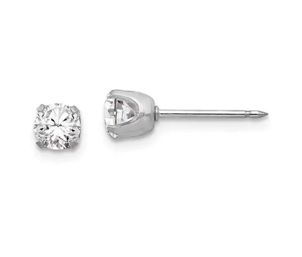 BOUCLES DE PERÇAGE EN OR BLANC SERTIES DE CUBIQUES ZIRCONIAS (PERÇAGE GATUIT) - IN 138E - PERÇAGE