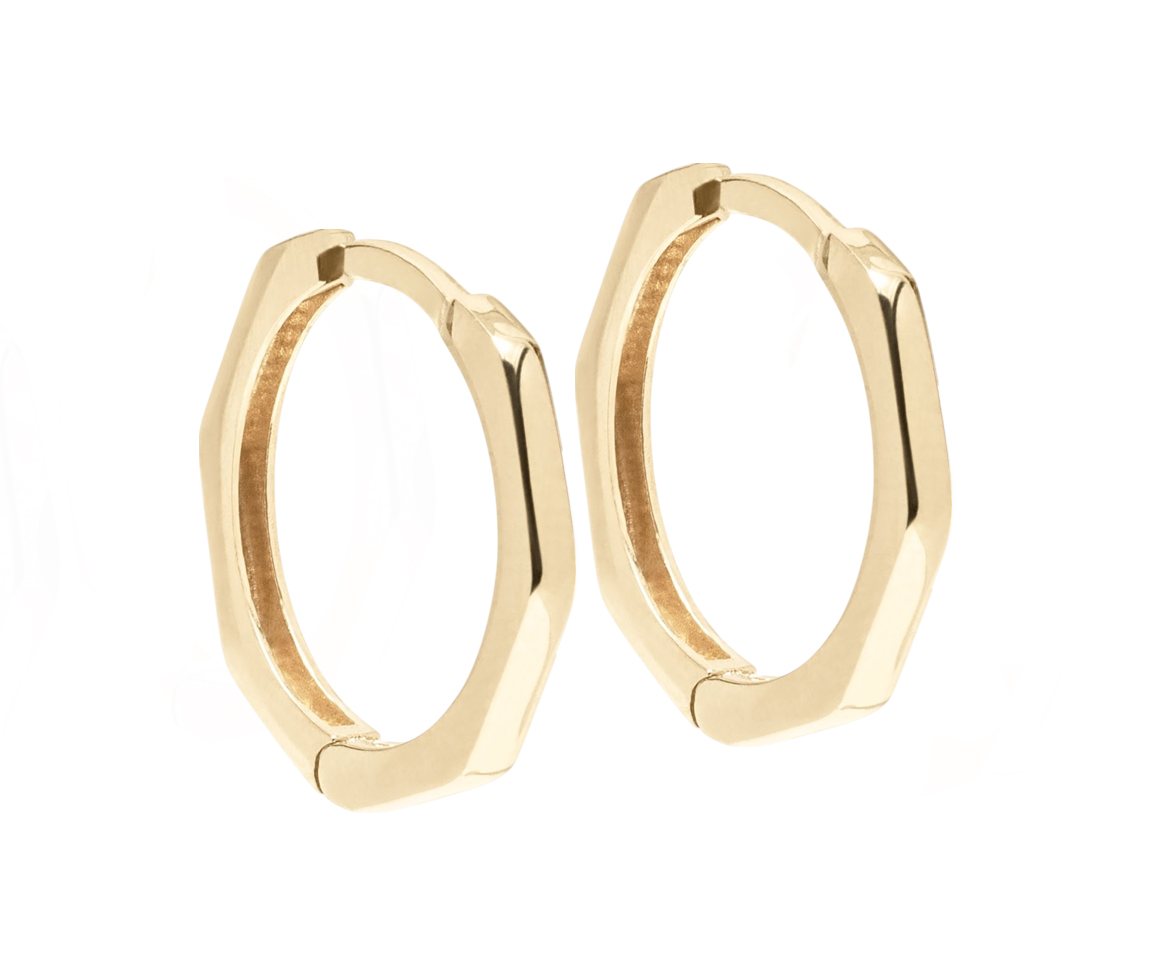 BOUCLES HUGGIES OCTOGONALES EN OR JAUNE - CB EYD320131 - CBE