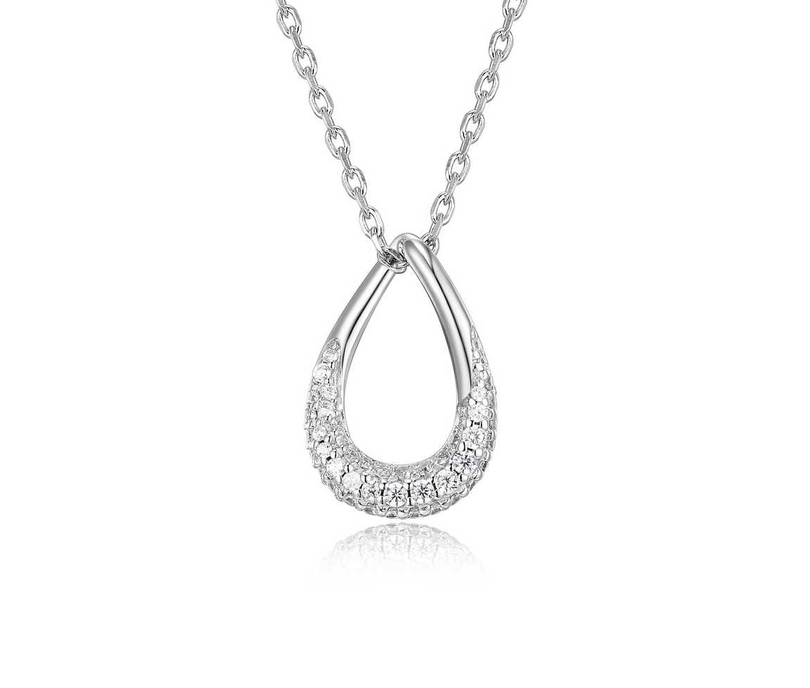 PENDENTIF GOUTTE AJOURÉE EN ARGENT RHODIÉ SERTI DE CUBIQUES ZIRCONIAS - PJ R0LBQA0044 - ELLE