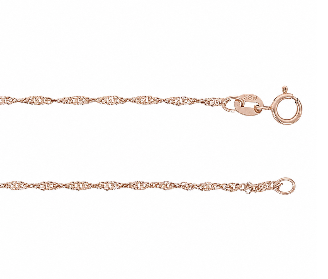 CHAINE EN OR ROSE À MAILLE SINGAPOUR - MB SING15R18 - BIJOUX D'IMPORTATION