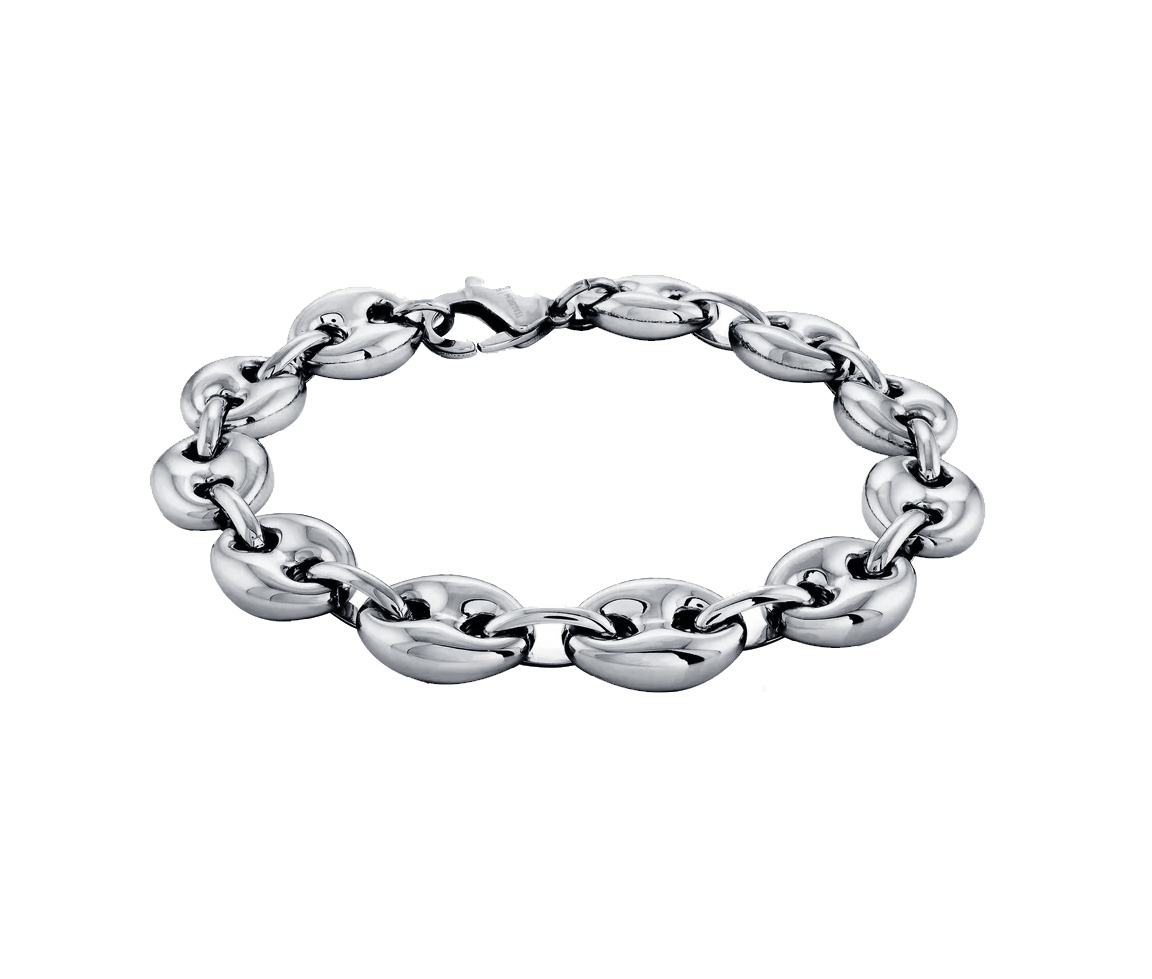 BRACELET EN ACIER À MAILLE GRAIN DE CAFÉ - IG SMB439 - VELORIA