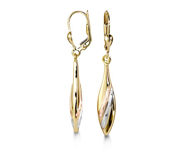 BOUCLES GOUTTES EN OR 3 TONS AVEC ATTACHES FRANÇAISES - SY 1016 - BIJOUX D'IMPORTATION