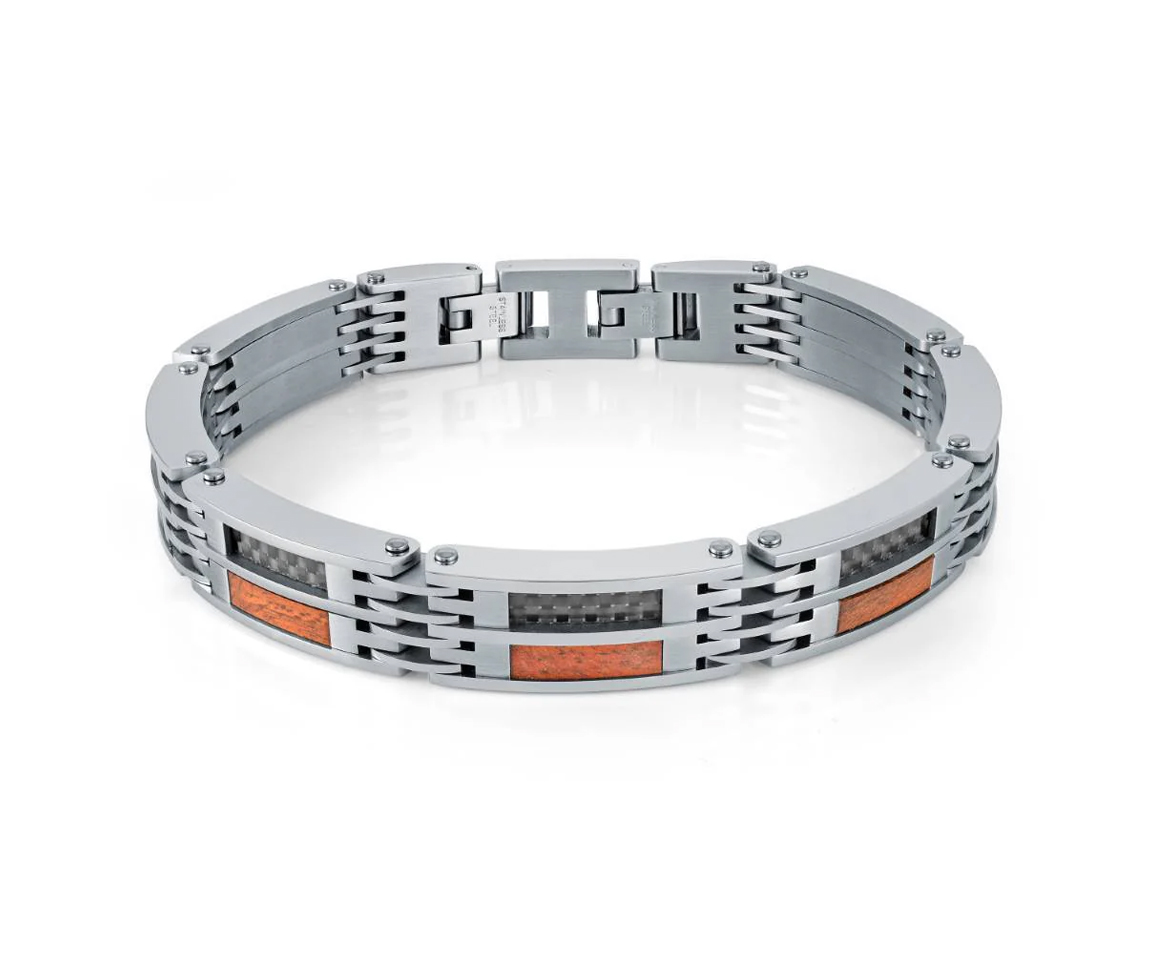 BRACELET EN ACIER/FIBRE DE CARBONE ET BOIS - IG SMB708 - ITALGEM