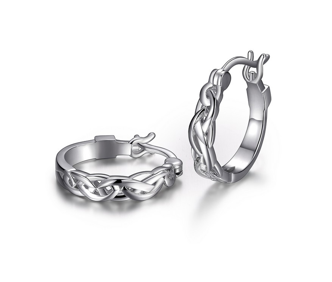 BOUCLE ANNEAUX ELLE EN ARGENT RHODIÉ ENTRELACEMENT - PJ R2LC6EA00K - ELLE