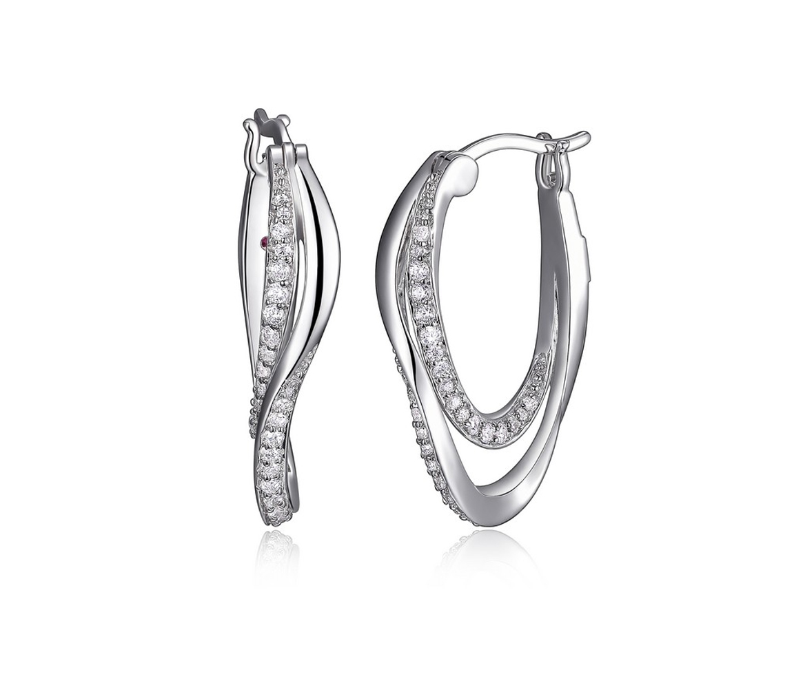 BOUCLES ANNEAUX EN ARGENT RHODIÉ SERTIES DE CUBIQUES ZIRCONIAS - PJ R2LC5Q000J - ELLE