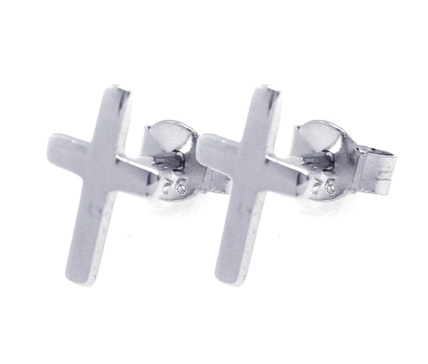 BOUCLES CROIX UNIES EN ARGENT RHODIÉ - SP STE00750 - BIJOUX D'IMPORTATION