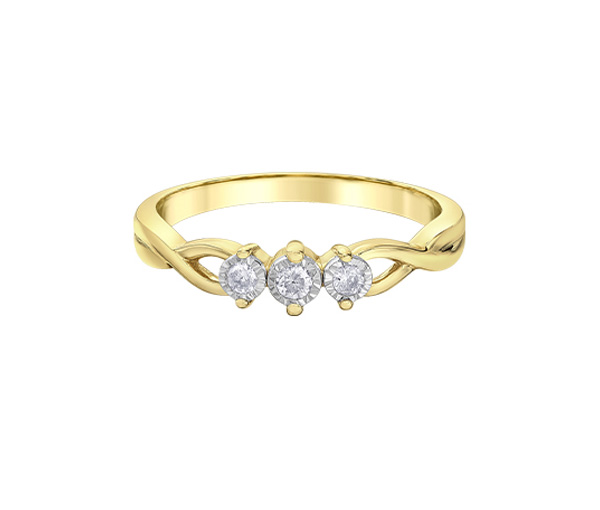 BAGUE STYLE TRINITÉ ILLUMINAIRE EN OR 10K SERTIE DE DIAMANTS - CR DX933YW10 - BIJOUX CANADIEN