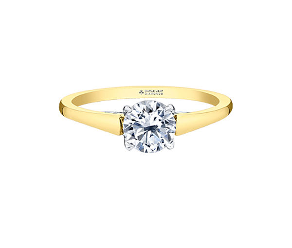 BAGUE STYLE SOLITAIRE EN OR SERTIE D'UN DIAMANT CANADIEN ET DE DIAMANTS - CR ML821YW40 - DIAMANT CANADIEN