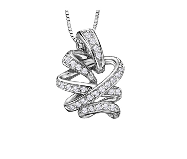 PENDENTIF EN OR 10K BLANC SERTI DE DIAMANTS - CR DD2405 - BIJOUX CANADIEN