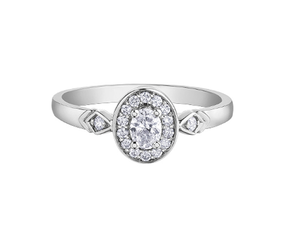 BAGUE EN OR 10K BLANC SERTIE DE DIAMANTS - CR DD7539 - BIJOUX CANADIEN