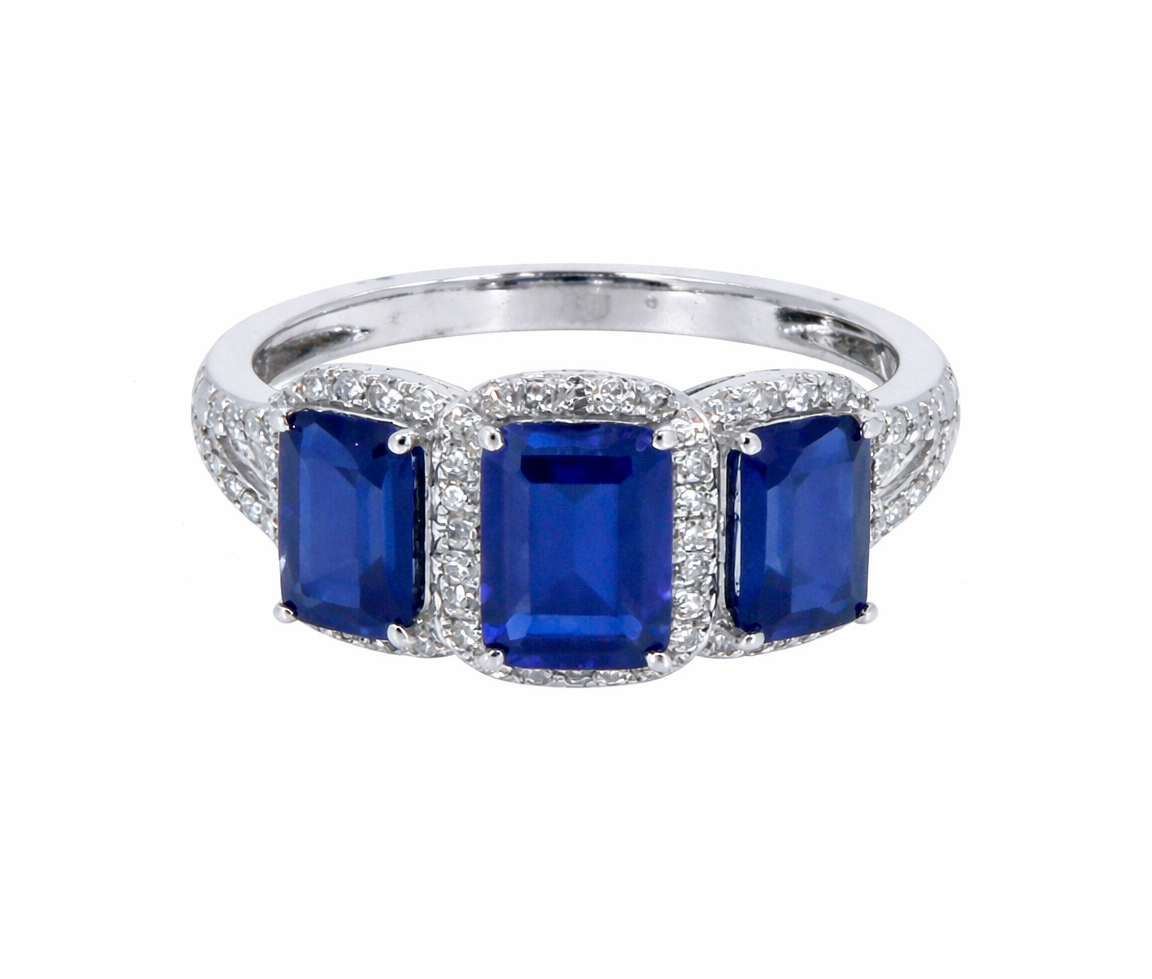 BAGUE EN OR AVEC SAPHIRS ET DIAMANTS - BR 0204103BCBS - Bijoux d'importation