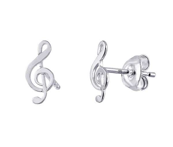 BOUCLES CLÉ DE SOL EN ARGENT RHODIÉ - SP GME00018RH - BIJOUX D'IMPORTATION