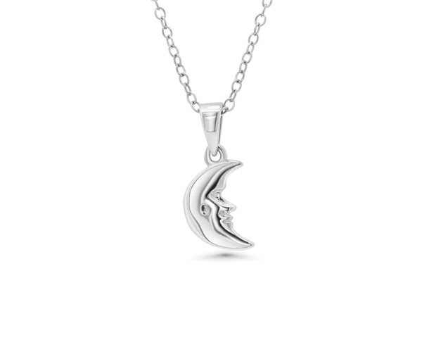 PENDENTIF LUNE EN ARGENT RHODIÉ - SP STP01869 - BIJOUX D'IMPORTATION