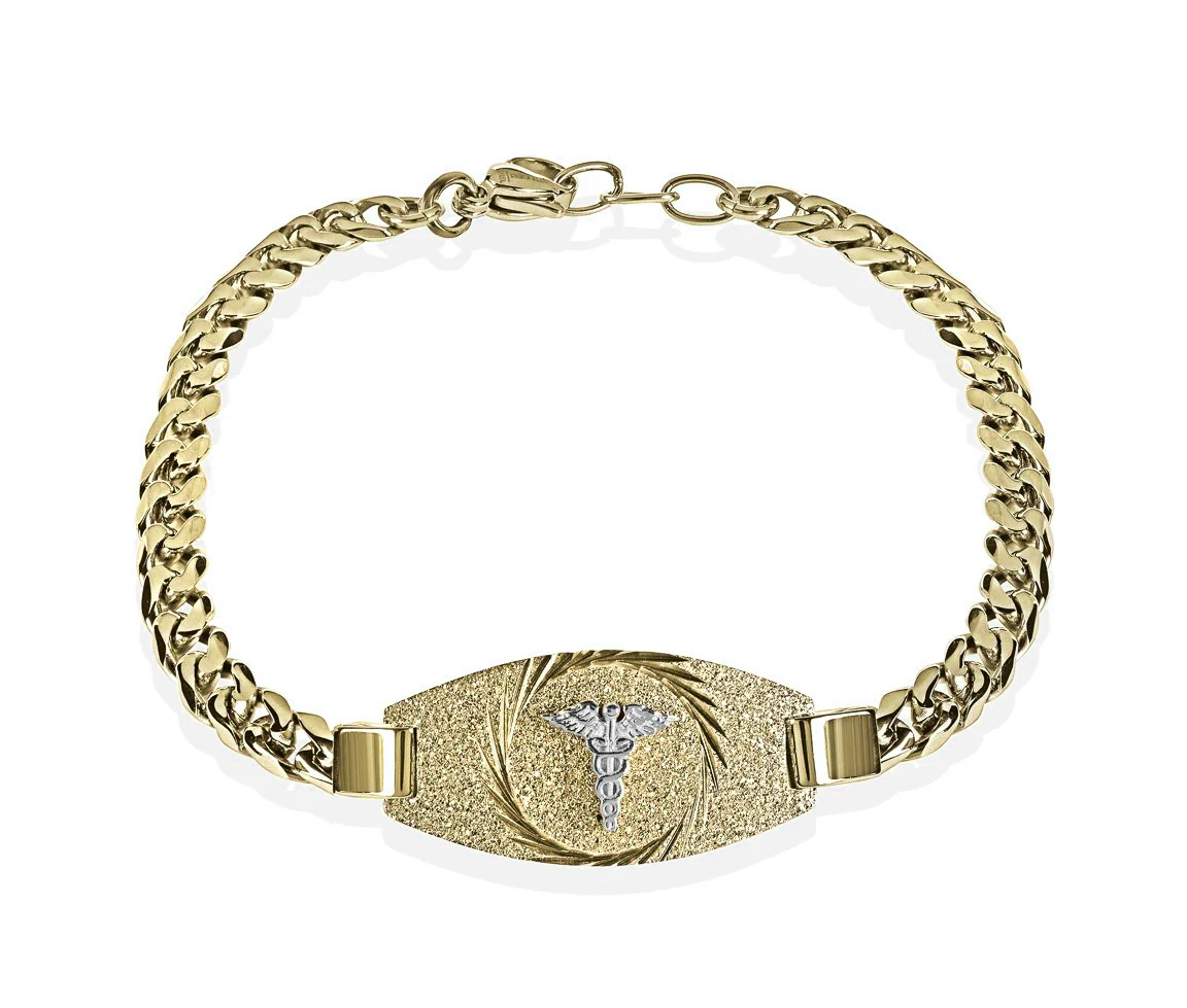 BRACELET MÉDICAL EN ACIER/PVD OR TAILLÉ DIAMANT - IG SMAB31/7.25 - ITALGEM