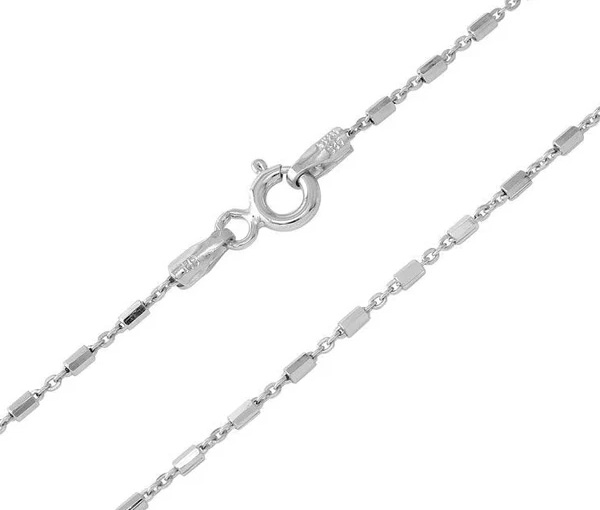 CHAINE EN ARGENT RHODIÉ À MAILLE TUBE À 8 CÔTÉS TAILLÉ DIAMANT - SP CH310RH18 - BIJOUX D'IMPORTATION