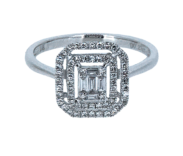 BAGUE EN OR BLANC SERTIE DE DIAMANTS - KC R05260 - BIJOUX D'IMPORTATION