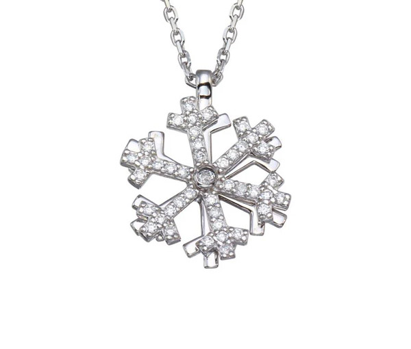 PENDENTIF FLOCON EN ARGENT RHODIÉ SERTI DE CUBIQUES ZIRCONIAS - SP GMN00099 - BIJOUX D'IMPORTATION