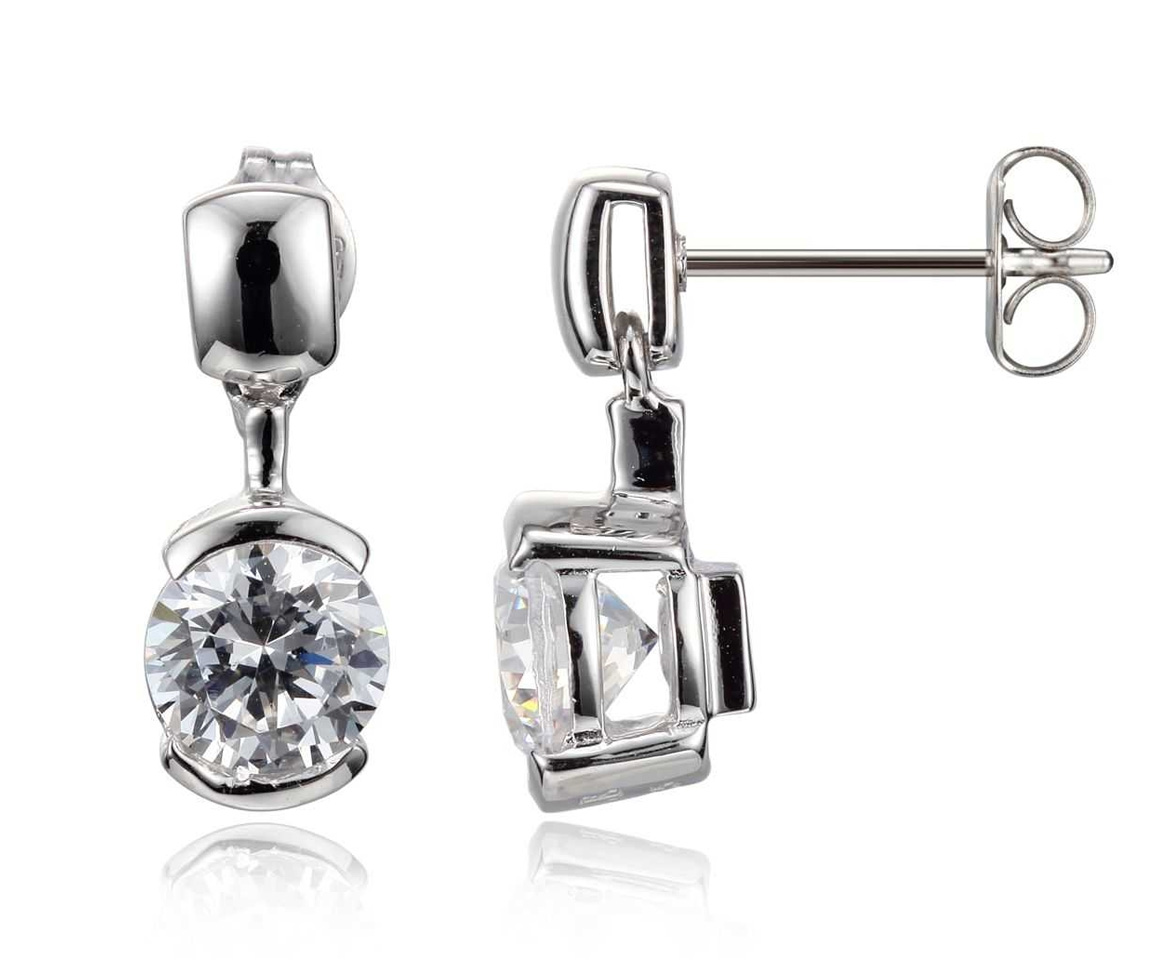 BOUCLES ELLE EN ARGENT RHODIÉ SERTIES DE CUBIQUES ZIRCONIAS - PJ R2L1420000 - ELLE