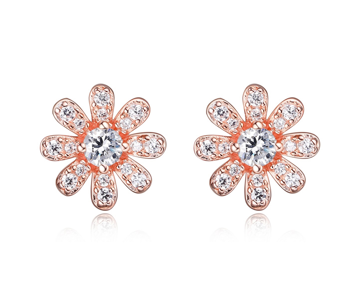 BOUCLES MARGUERITES EN ARGENT/PVD ROSE SERTIES DE CUBIQUES ZIRCONIAS - PJ 32APPC0000 - REIGN