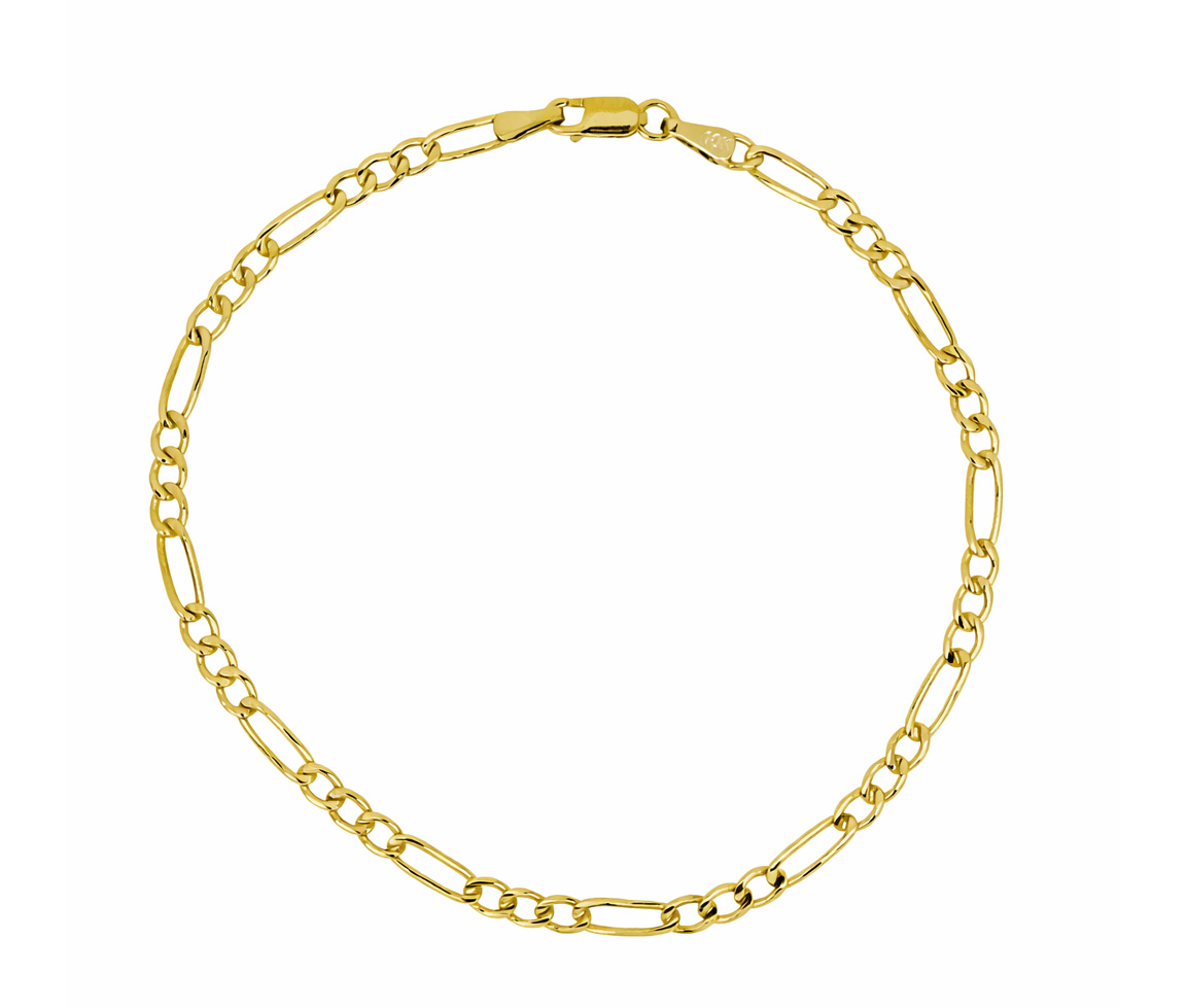 BRACELET EN OR JAUNE À MAILLE FIGARO - MB FIG2.7Y07 - BIJOUX D'IMPORTATION