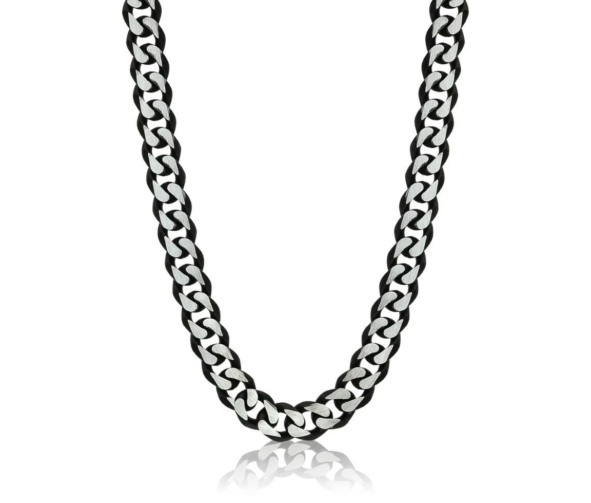 CHAINE EN ACIER/PVD NOIR 2 TONS À MAILLE CUBAINE - IG SBWN11/24 - ITALGEM