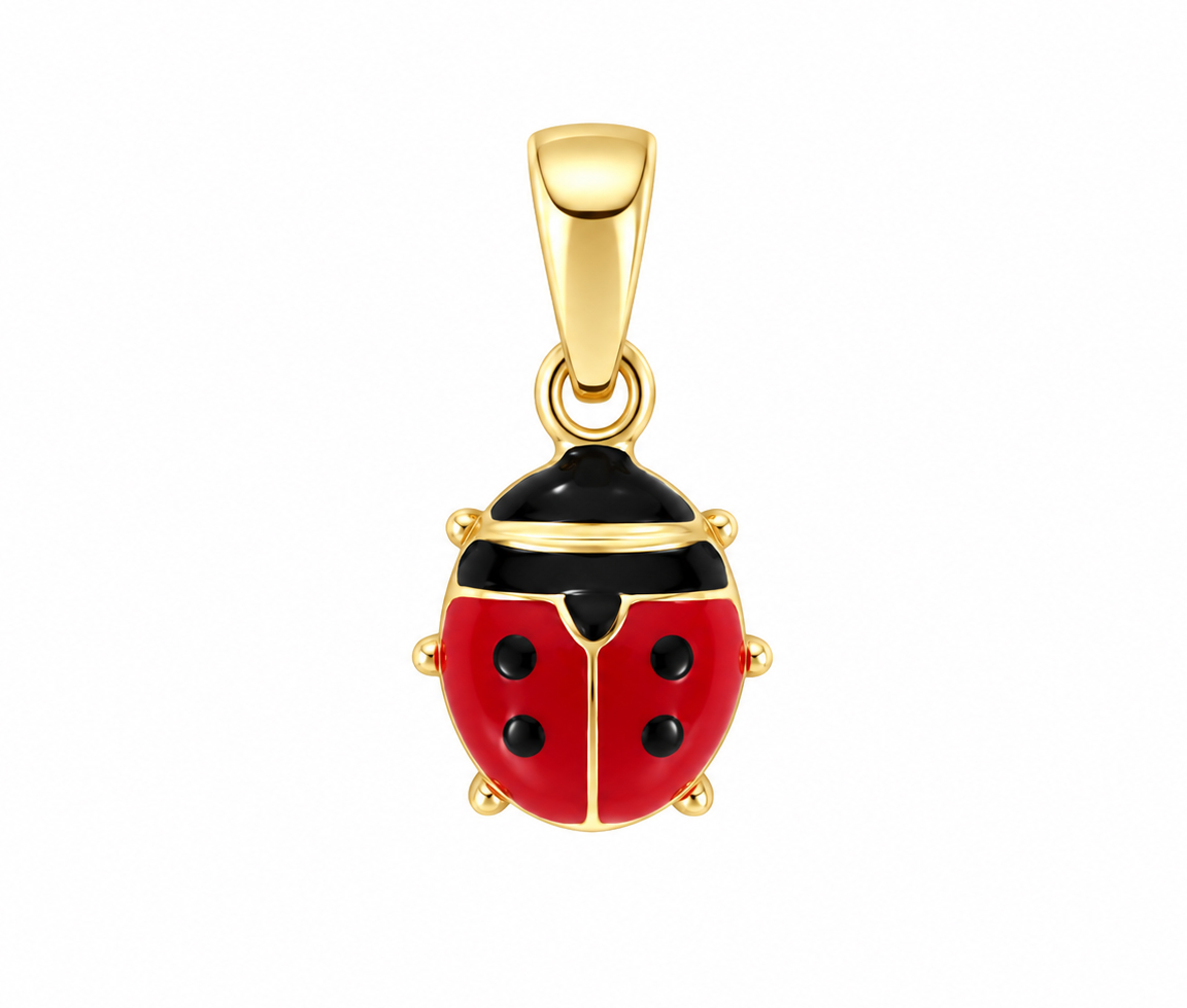 PENDENTIF COCCINELLE AVEC ÉMAIL - IN 1694P - BIJOUX D'IMPORTATION