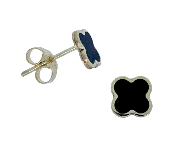 BOUCLES TRÈFLES EN OR JAUNE SERTIES D'ONYX - CB EYH4300 - CBE