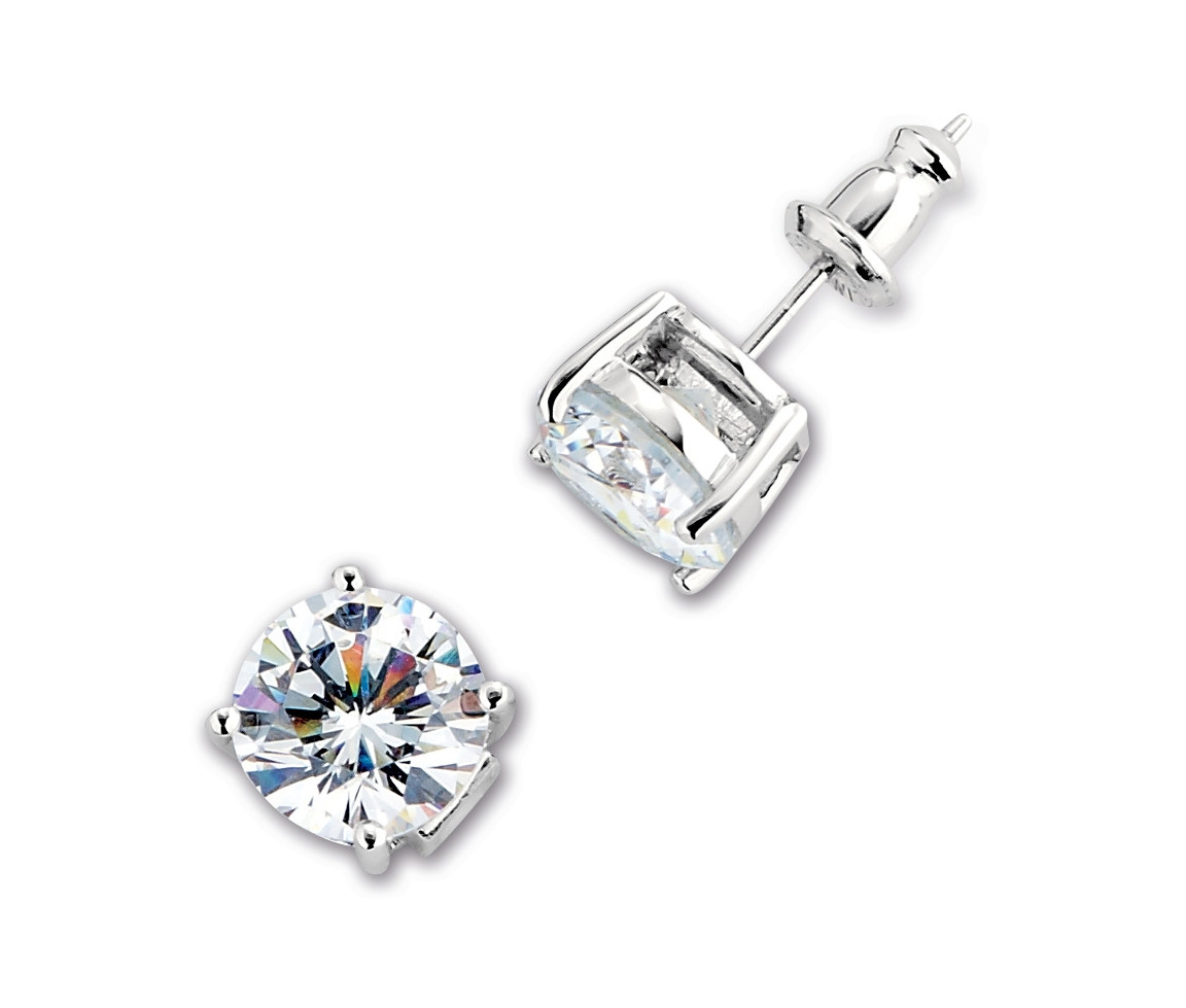 BOUCLES FIXES EN ARGENT RHODIÉ SERTIES DE CUBIQUES ZIRCONIAS