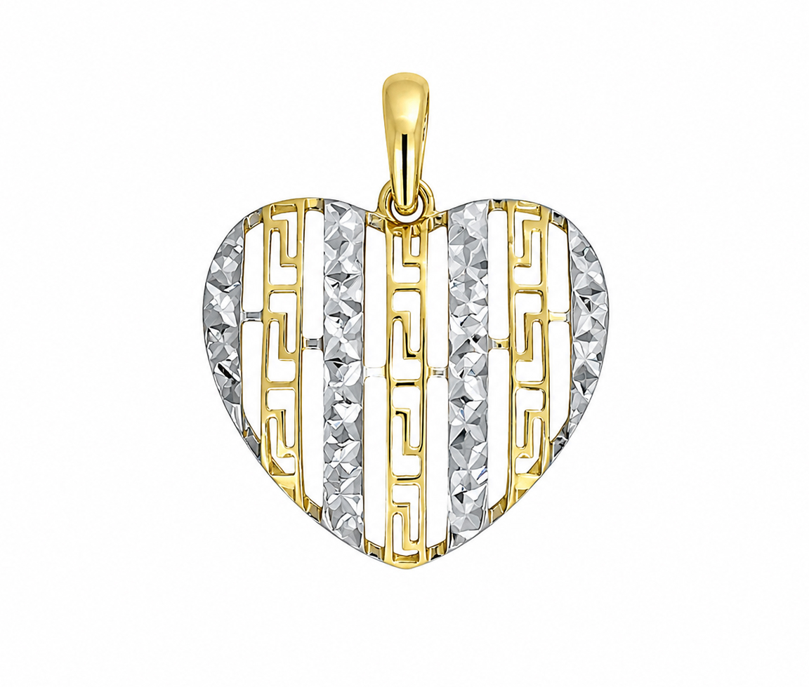 PENDENTIF COEUR À MOTIF GREC"VERSACE" - MB COEUR93 - BIJOUX D'IMPORTATION