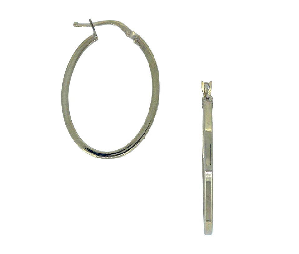 BOUCLES EN OR JAUNE ANNEAUX OVALES UNIES