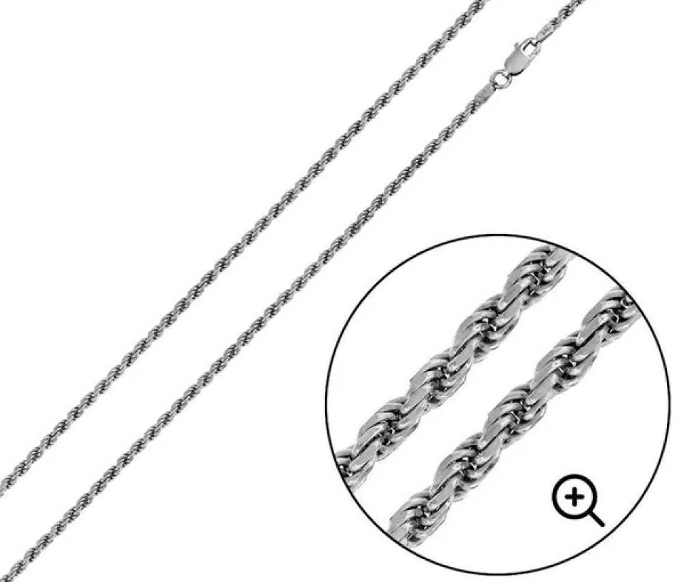 CHAINE EN ARGENT RHODIÉ À MAILLE TORSADE TAILLÉE DIAMANT - SP CH187/18 - BIJOUX D'IMPORTATION