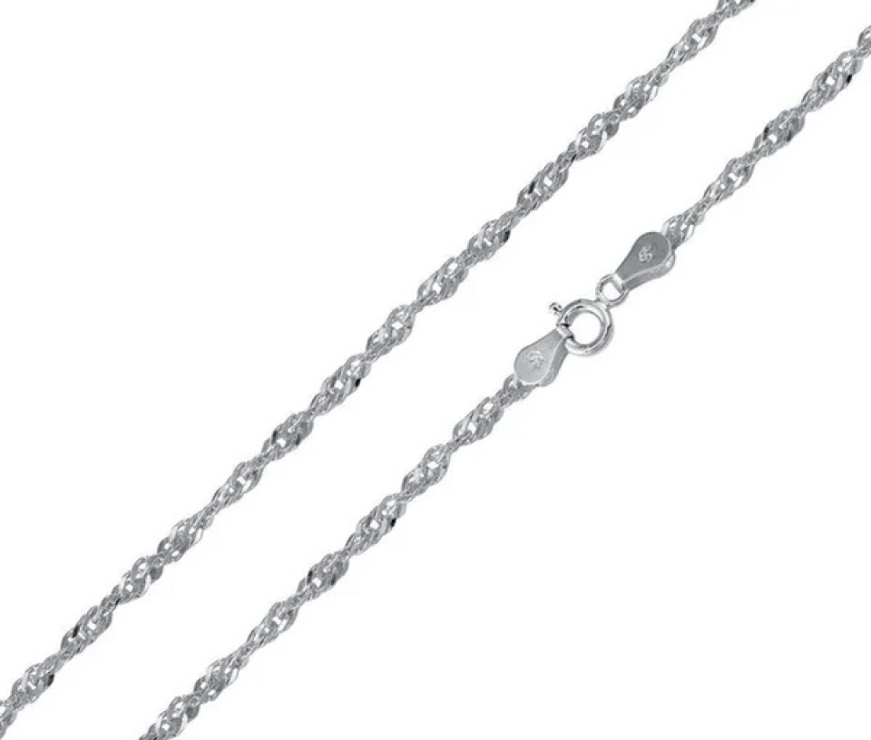 CHAINE EN ARGENT RHODIÉ À MAILLE SINGAPOUR - SP CH140RH/16 - BIJOUX D'IMPORTATION