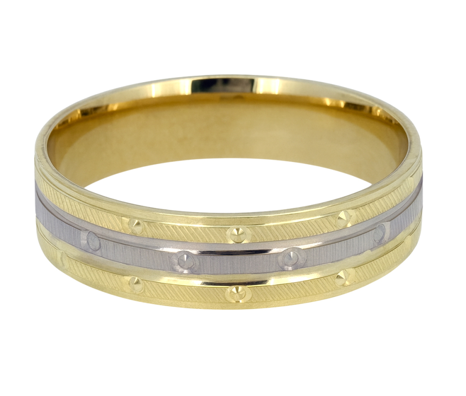 JONC EN OR 2 TONS AVEC MOTIF RIVETS - MB JH02/8 - BIJOUX D'IMPORTATION