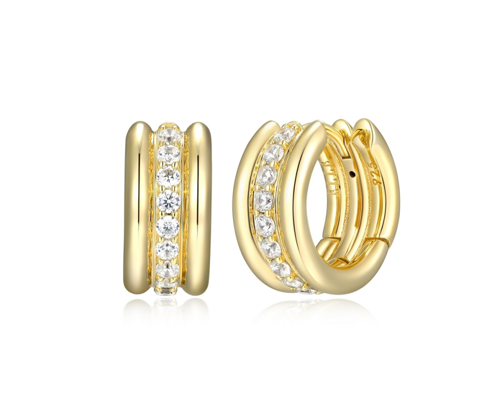 BOUCLES ELLES HUGGIES EN ARGENT/PVD OR SERTIES DE CUBIQUES ZIRCONIAS