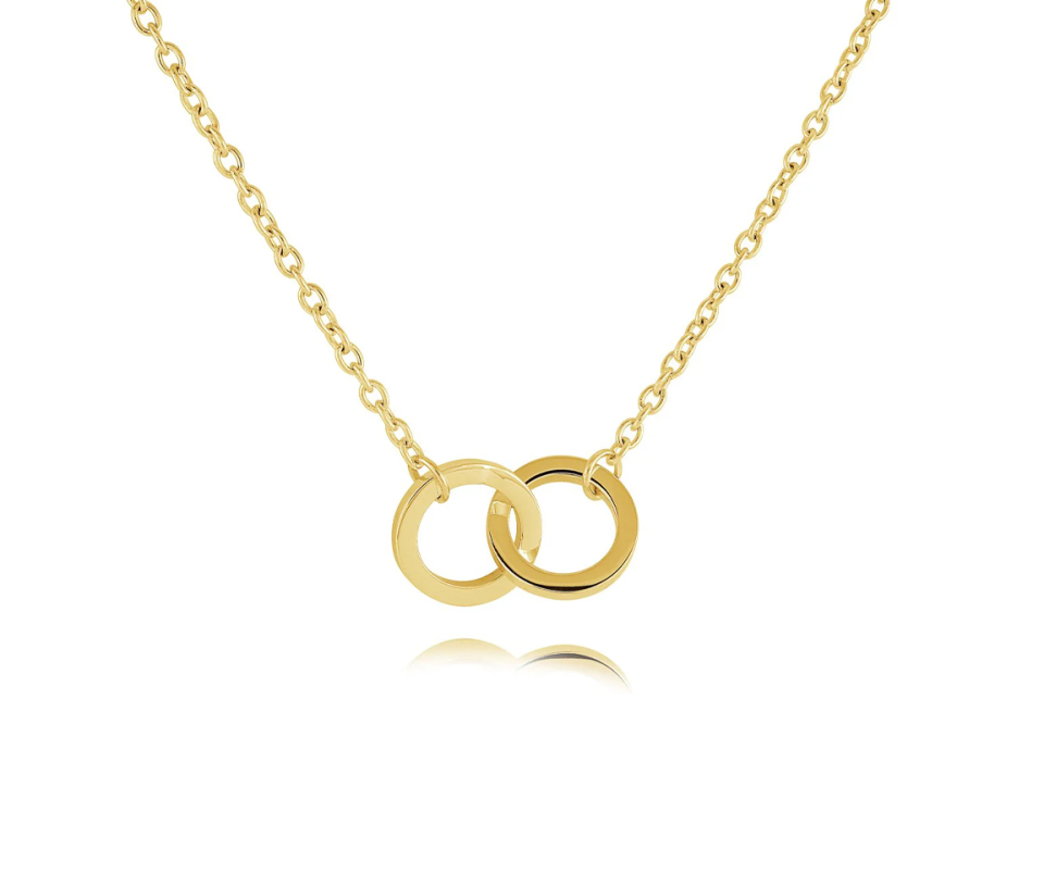COLLIER 2 CERCLES ENTRELACÉS EN ACIER/PVD OR - IG SWP44 - VELORIA