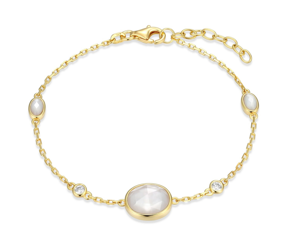 BRACELET EN ARGENT/PVD OR SERTI DE NACRE DE PERLE ET DE CUBIQUES ZIRCONIAS - PJ 31ADF8GV4Q - REIGN